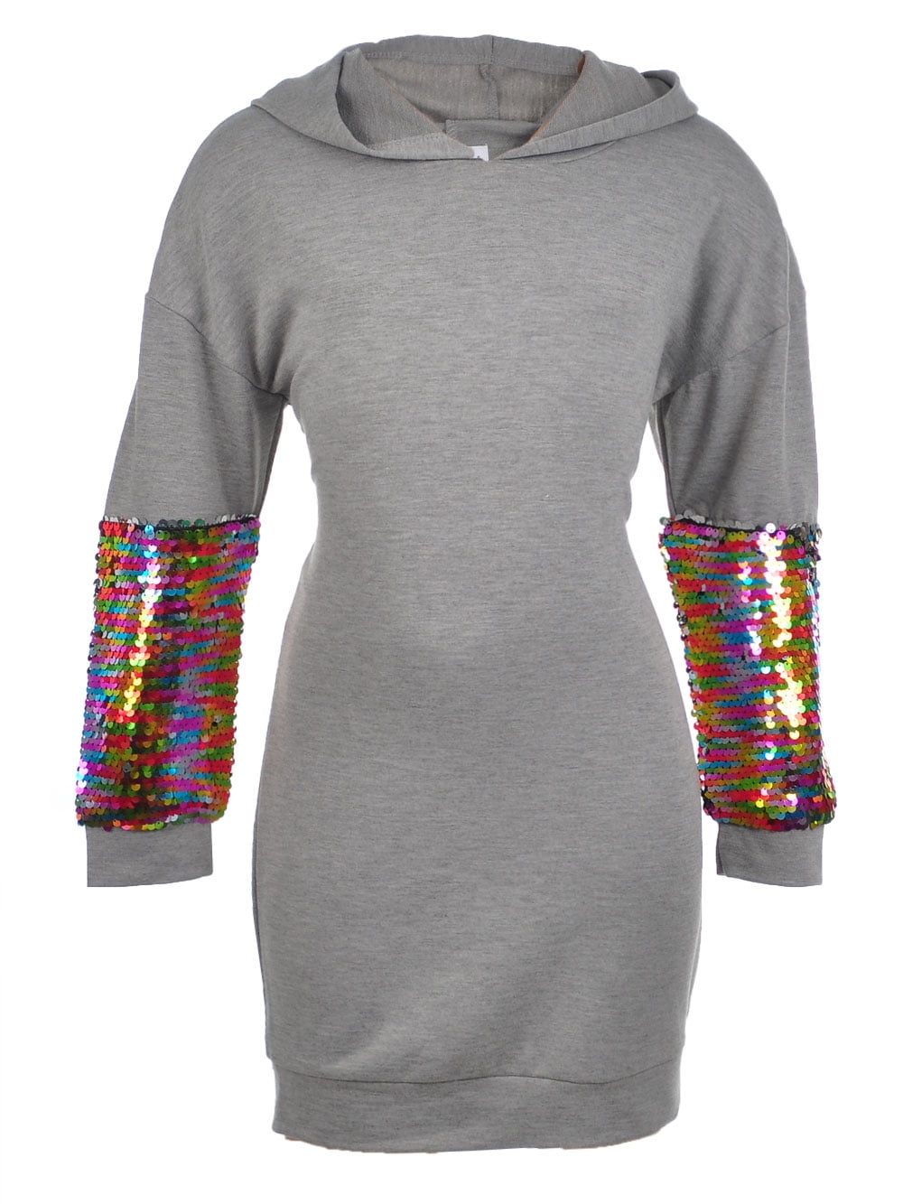 Beautees Girls Flip Sequin Knit Hooded Top