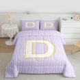 thumbnail image 2 of Feelyou Cartoon Initial Letter Bedding Comforter Set, Kawaii Monogrammed D Twin Comforter Sets, Dreamy Purple Stripes Reversible Bedding Set, Microfiber Bedroom Decor, 2 Pieces, 2 of 8