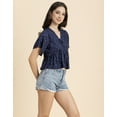 thumbnail image 2 of Moomaya Womens Printed Peplum Top, V Neck Viscose Summer Crop Top, 2 of 9