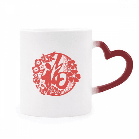 

Chinese Blessing Combination Heat Sensitive Mug Red Color Changing Stoneware Cup