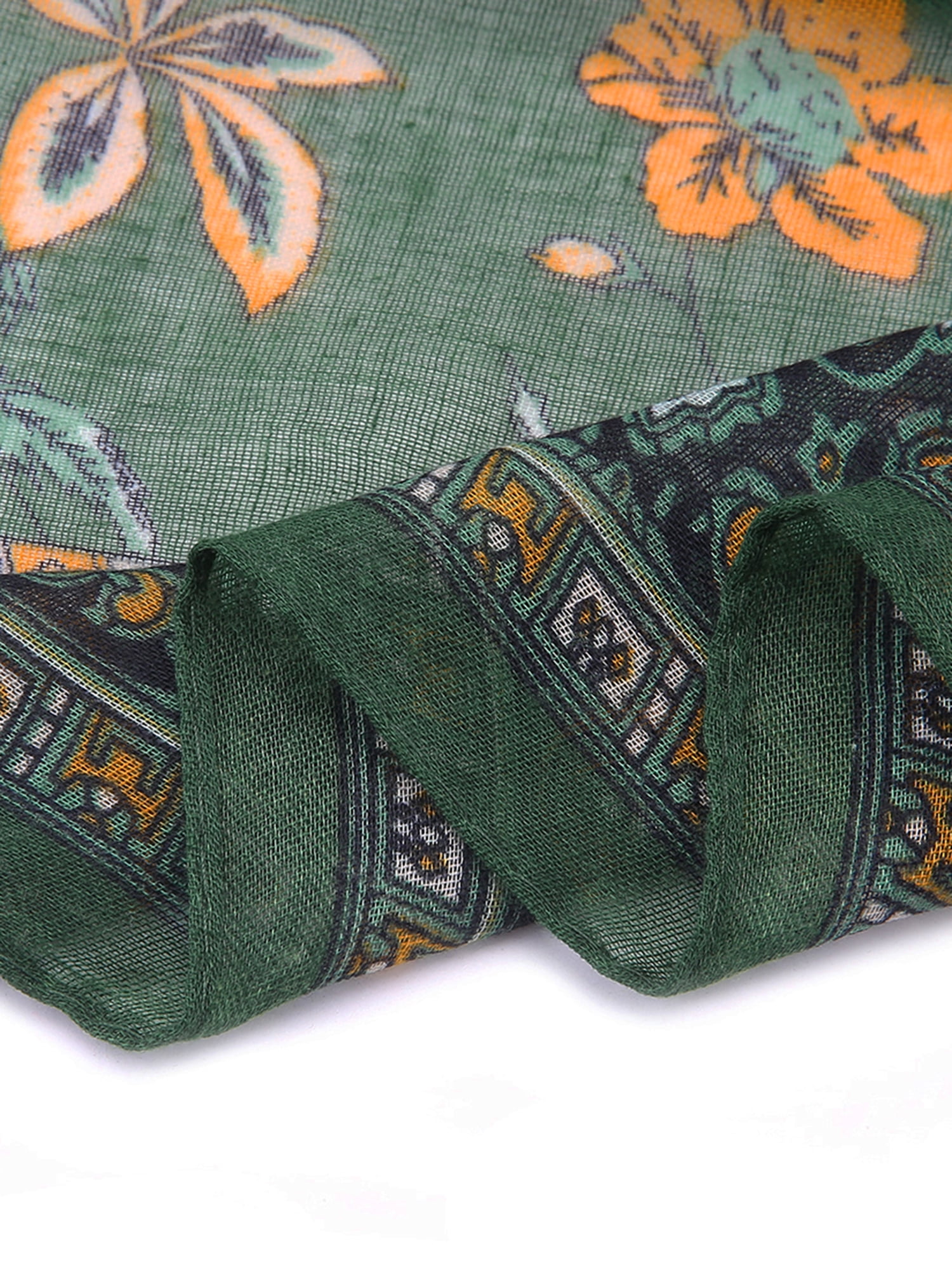 Unique Bargains Balinese Yarn Large Polyester Scarves Beach Shawls Vintage Wraps For Women Dark Green