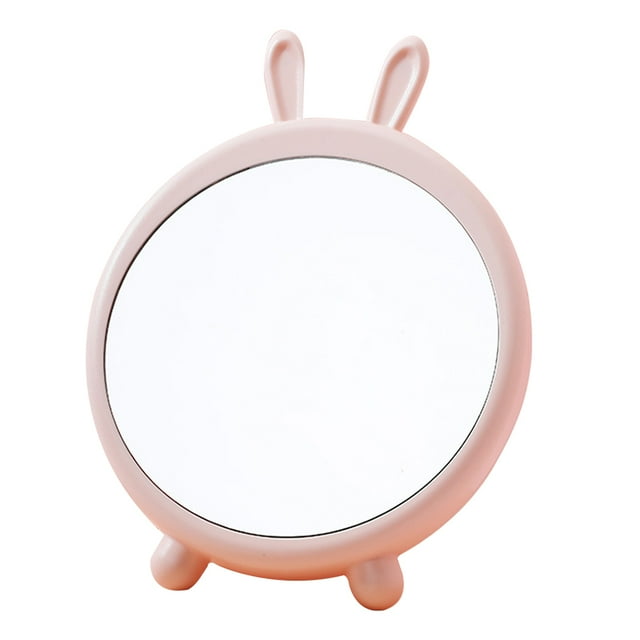 Espejo de maquillaje de escritorio con dibujos animados, para colgar en la pared (rosa), 1 unidad