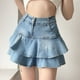 thumbnail image 5 of Falda vaquera retro con volantes en los bordes para mujer - Falda corta ajustada de cintura alta para un estilo informal y veraniego, 5 of 8