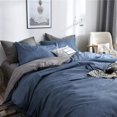 thumbnail image 2 of Juego de funda nórdica para cama de matrimonio, 4 piezas, juego de cama de microfibra con estampado liso a cuadros con 2 fundas de almohada y 1 sábana (220 x 240 cm, gris azulado), 2 of 5