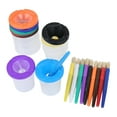 thumbnail image 1 of Juego de 10 vasos de pintura a prueba de derrames para niños con pinceles, suministros de arte para preescolar., 1 of 14