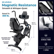 FreeStep LT7 Recumbent Cross Trainer Stepper - Zero-Impact Exercise w/Patented Physical Therapy Stride Technology; LCD Console w/21 Programs, Bluetooth HRM Compatible; Free App w/Trainer-Led Workouts