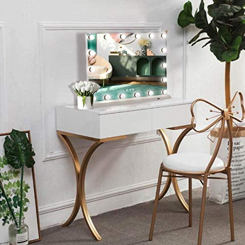 Dididada Hollywood Vanity Mirror With Lights For Makeup Desk Lighted 18 Dimmable Led Bulbs 3 Colors Modes Usb S Magnifier Tabletop Dressing Room Com Dididada Hollywood Vanity Mirror With, Hollywood Makeup Mirror And Desk