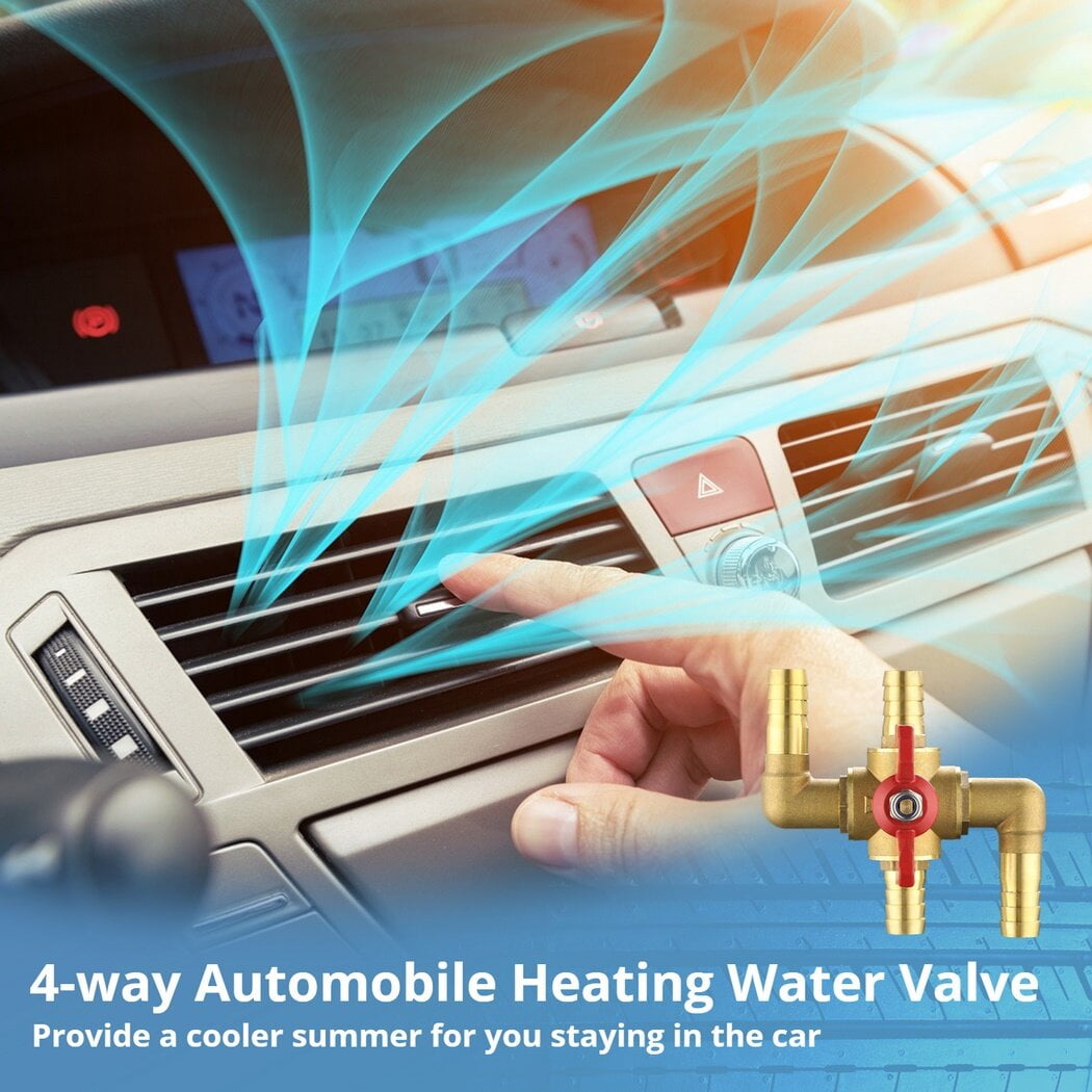 4-Way Automobile Heating Water Valve, 5/8in Heater Core Bypass, Brass Automotive Integrated Manual Control Valve