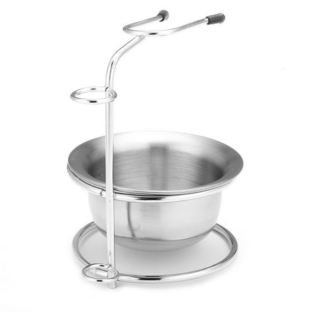 - Stainless Steel Shaving Brush Razor Stand with Stainless Steel Shaving Bowl Set