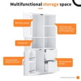 thumbnail image 6 of Knubmt Wood Storage Cabinet with 2 Drawers, 2 Doors Freestanding Bathroom Cabinet with Open Shelve and Inner Shelf, White, 6 of 10