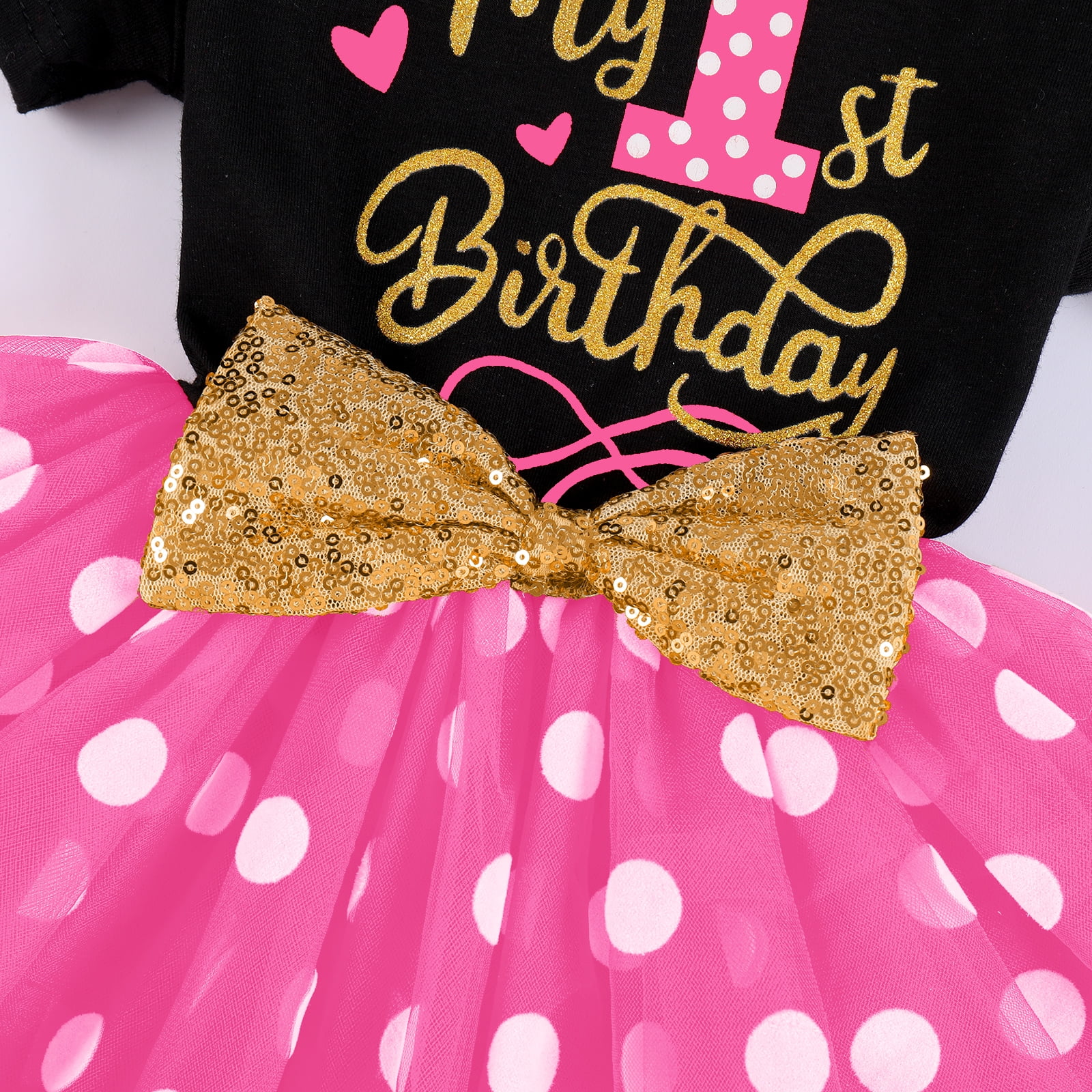 IBTOM CASTLE Baby Girls 1st 2nd Birthday Clothes Mouse Polka Dots One Sequin Tutu Princess Dress Cake Smash