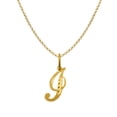thumbnail image 1 of Precious Stars 14K Yellow Gold Diamond-cut Cursive Letter Initial 'I' Pendant with 16" Chain Necklace, 1 of 5