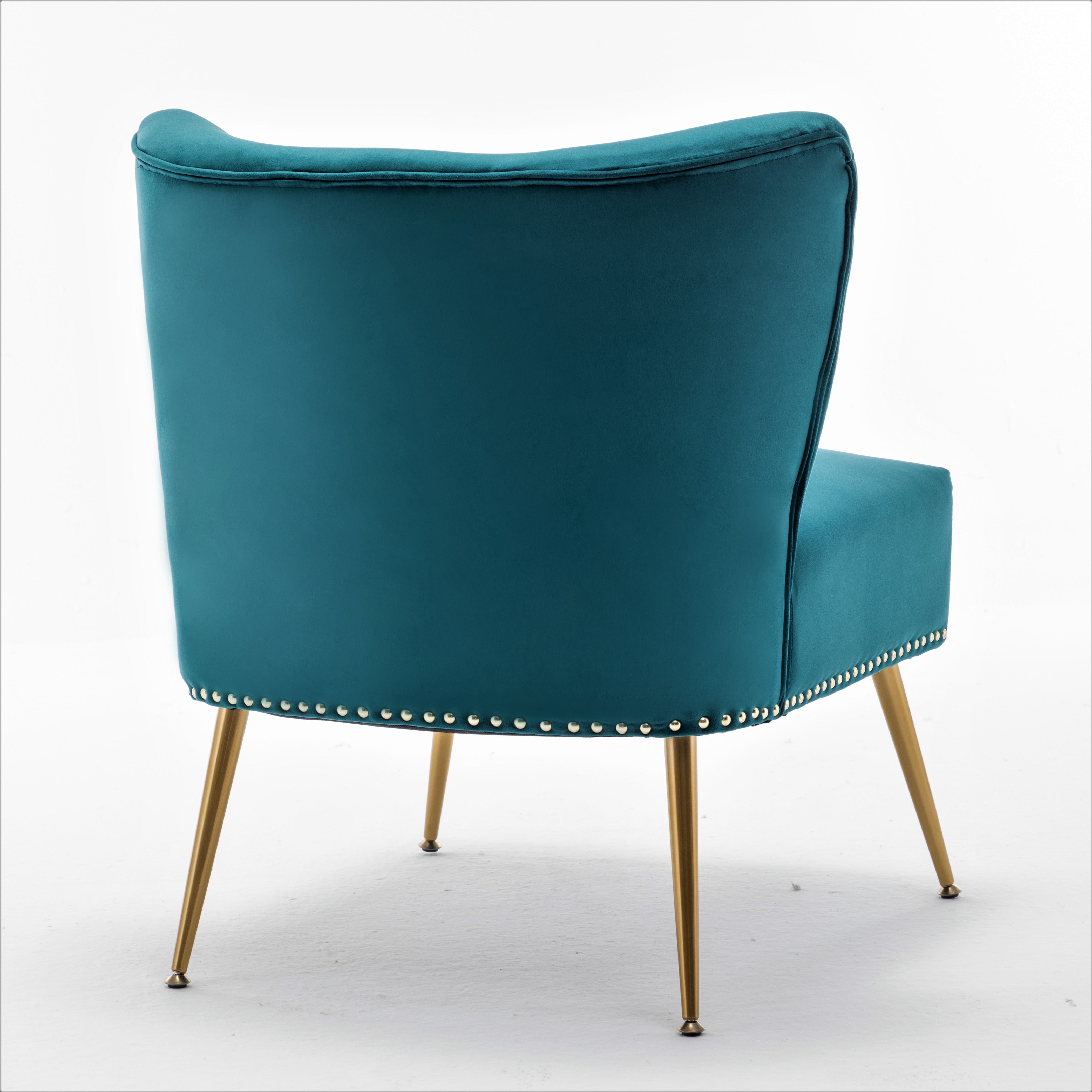US Pride Furniture Corisha 25"W Velvet Armless Accent Chair, Bluenish Green