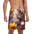 thumbnail image 2 of Fotbe Cute Cat Sunflower Pajama Shorts for Men, Men's Pajama Bottoms, Sleepwear,Short Pajama Pants-Small, 2 of 9