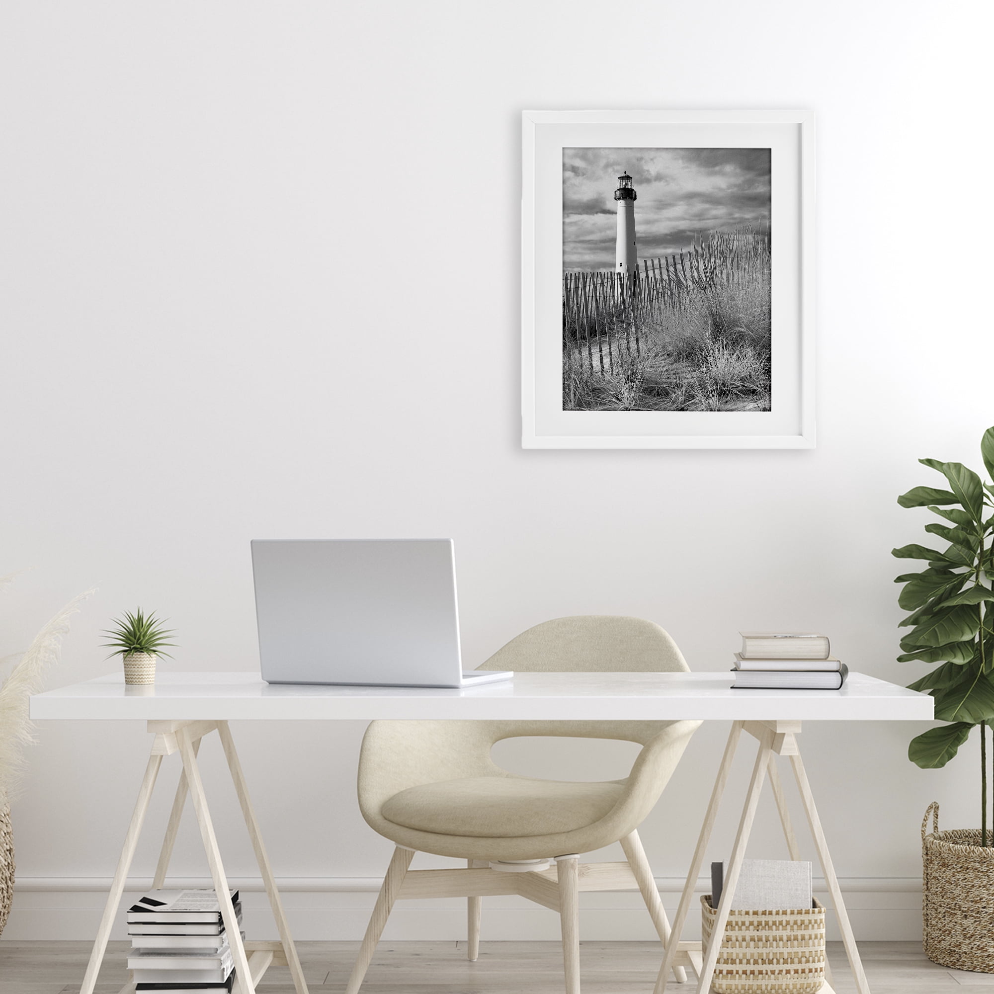 Stupell Industries Cape May Lighthouse View White Framed Print Under Glass, design by MJ Photography