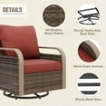 thumbnail image 7 of INTER HUT Modern Wicker Outdoor Swivel Rocking Chair, Rattan Glider Rcoker Chairs Patio Furniture, 2 Chairs, Brown/Red, 7 of 7