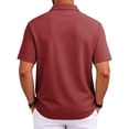 thumbnail image 6 of Men's Polo Shirts Short Sleeve Solid Pique Knit Slim Fit Collared Golf Shirts Men's Casual Shirts Business Casual Shirts Red M, 6 of 6