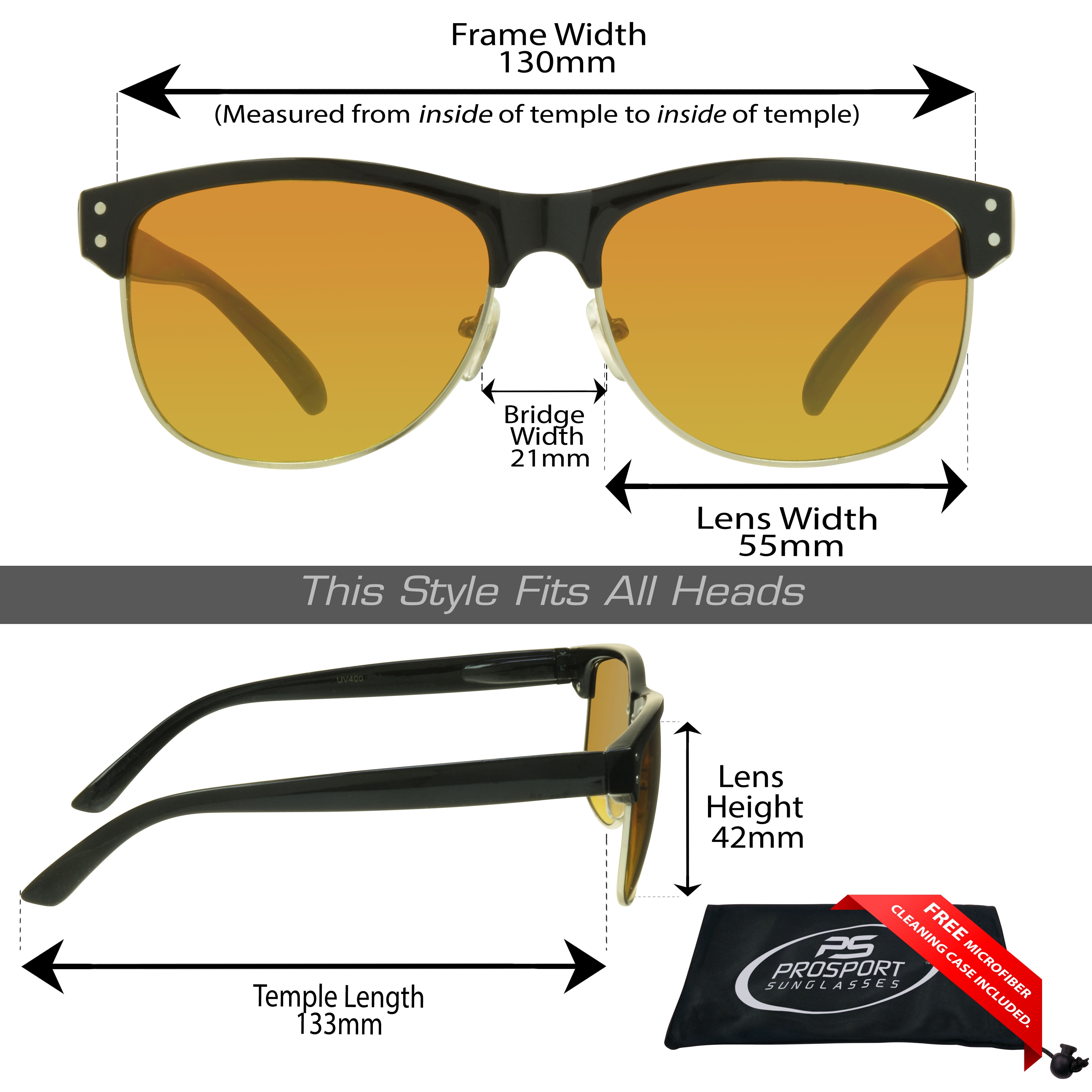 proSPORT Hd Blue Light Blocking Sunglass Men Women High Definition Amber Lens Black Metal Frame