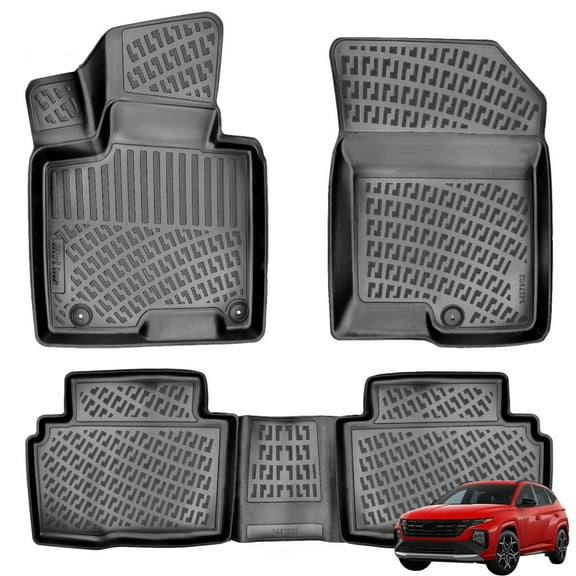 BMY MOTORS Car Floor Mats Liner Compatible for Hyundai Tucson USA Hybrid 2022-2025 | Front & 2nd Row Seat | Waterproof | All Weather | Durable, Black