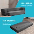 thumbnail image 2 of CECER Twin Size Folding Sofa Bed, Convertible Sleeper Sofa, Futon Sofa Bed Linen Floor Couch Bed with 10" Memory Foam Mattress, Fold Out Floor Sofa Bed,Dark Grey, 2 of 7