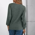 thumbnail image 5 of DDAPJ pyju Women's Lace Long Sleeve Knit Top Dressy Casual Crew Neck Tunic Blouses Soft Knitted Jumper Tops Army Green M, 5 of 8