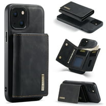 Detachable Wallet Case for iPhone 13 6.1" 2021, Allytech PU Leather Anti-Scratch Shockproof 2 in 1 Kickstand Magnetic Snap Business Style Purse Case with [7 Card Slots] for iPhone 13, Black