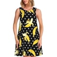 thumbnail image 1 of Vsdgher Robes d'Été Imprimé Banane pour Femmes Robe de Plage Décontractée Col en U Sans Manches Robe d'Été Ample avec Poche, 1 of 7