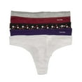 thumbnail image 2 of Calvin Klein Women's 5-Pack Cotton Form Thong, Rebellious \ Twinkle Black,XS - US, 2 of 4