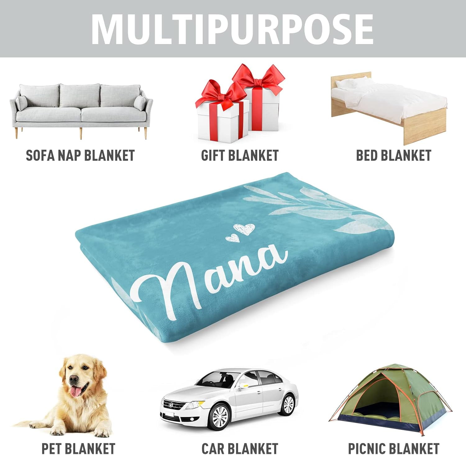 NICKSUN Blanket Gifts for Nana, Nana Birthday Gifts, Mother's Day Gifts for Nana Grandma from Grandkids, We Love You Throw Blankets Presents 50" x 60"