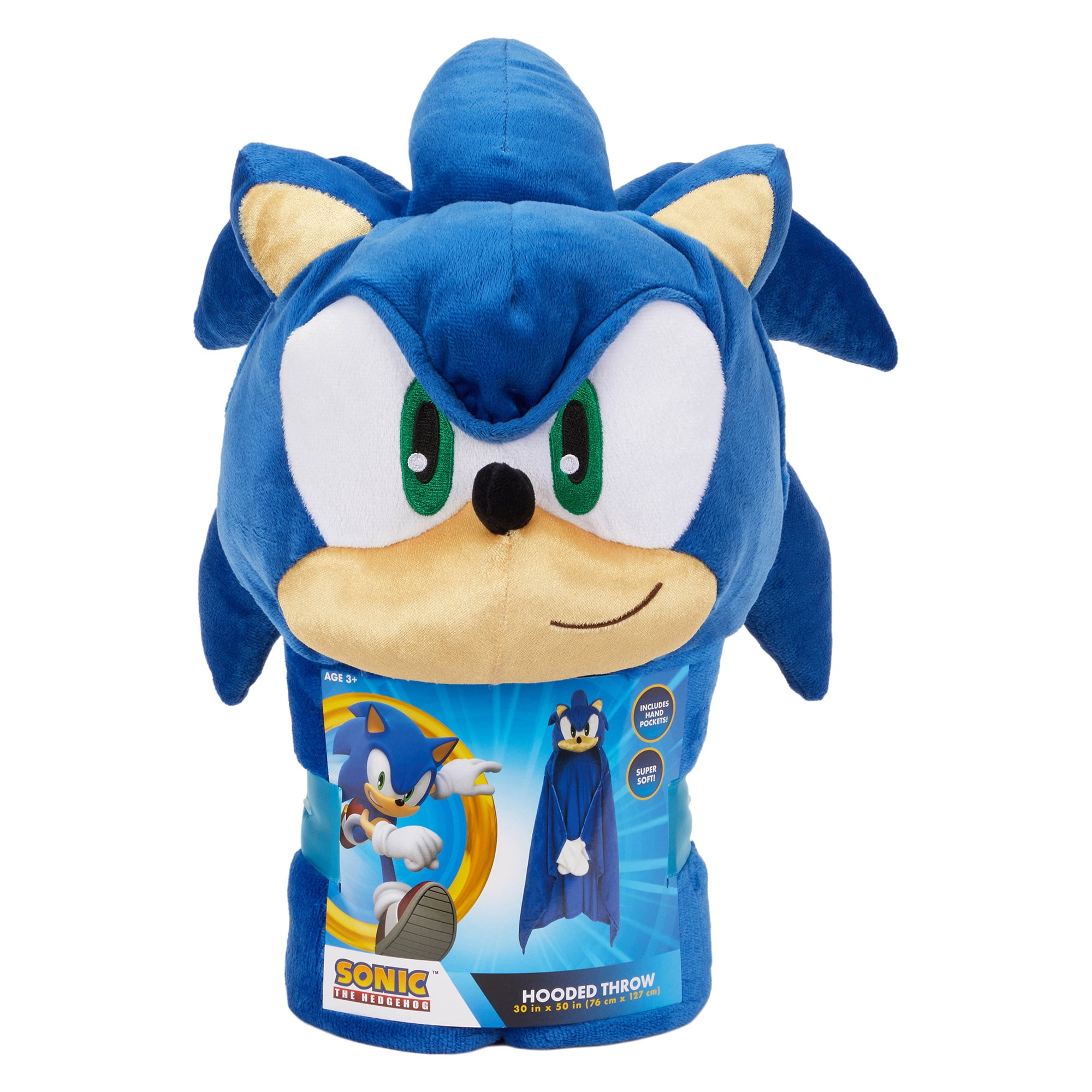 Sonic Kids Hooded Throw, Wearable Plush, Blue