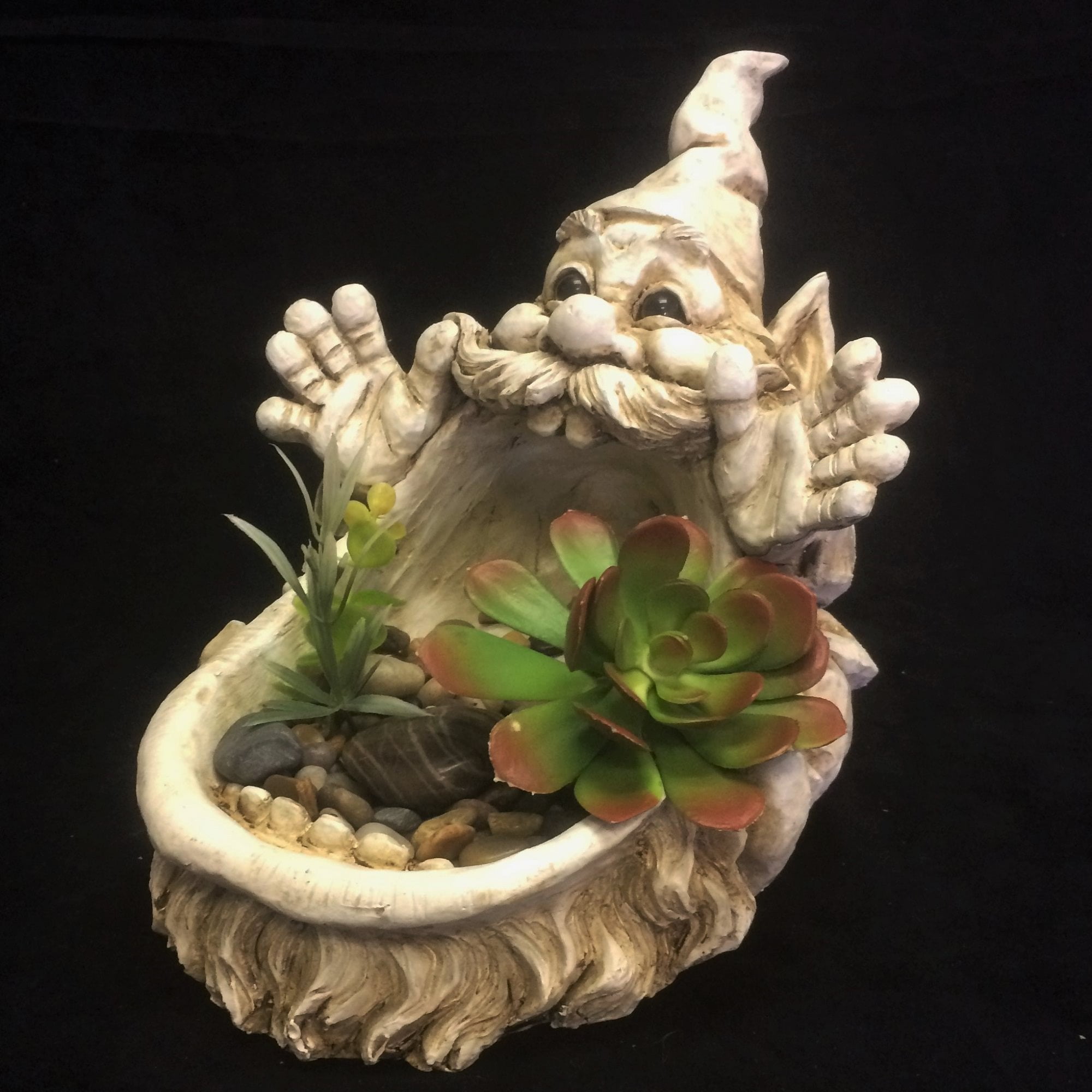 Homestyles 11 in. Gnome Big Mouth Multi Function Planter, Bird Feeder