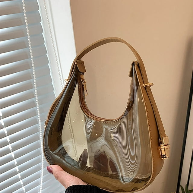 Sac Fourre-Tout de Plage pour Femmes à Fermeture Éclair en PVC Transparent Clair Sac pour Téléphone Sac à Main pour Filles