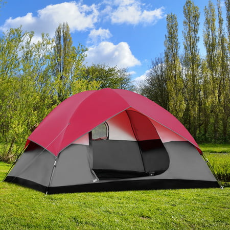 GymaxPortable 6 Person Family Tent Easy Set-up Outdoor Camping Hiking Rainproof