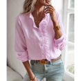 thumbnail image 2 of SWSMCLT Women's Button Up Top Textured Long Sleeve Blouse Ruched Work Dressy Blouses Soft Chiffon Ruffle High Neck Fall Spring 2024 Fashion Loose Fit Pink X-Large, 2 of 5