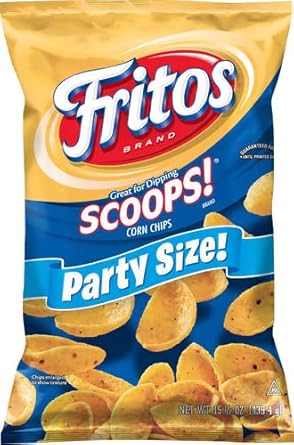 Fritos Scoops! Party Size Corn Chips, Perfect for Dips & Sharing, 15.5 oz With Olive Green Bowl By ValueNest