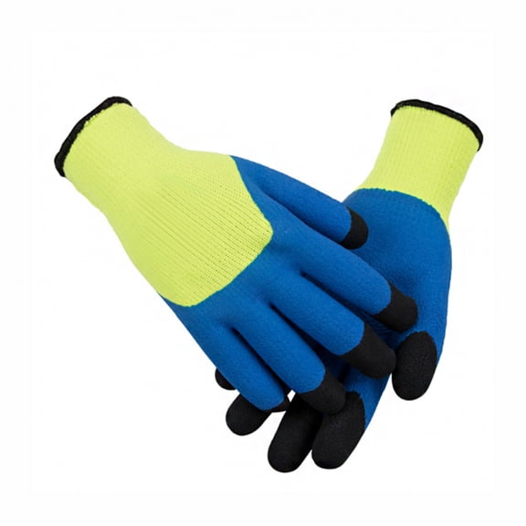 SENRISE Polyester Cotton Work Gloves with Elastic Knit Wrist Working Practical One Pair Yellow Blue Black