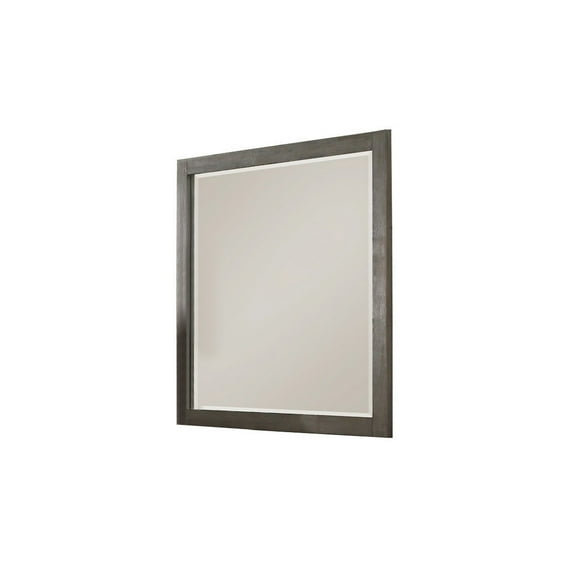 Contemporary Wooden Frame Dresser Mirror with Natural Grain Details, Gray