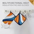 thumbnail image 4 of Yayeee Oven Mitts and Pot Holder Set of 2 Heat Resistant Kitchen Gloves Baking Hot Pad, Orange Abstract Wavy, 4 of 5