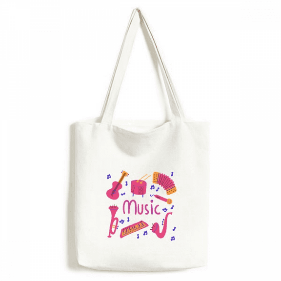 tromb guitar music instrument pattern tote canvas bag shopping satchel casual handbag