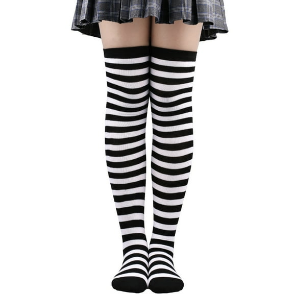 Nvzi-c 1 Pairs Over Knee Socks Knee-High Socks High Thigh Boot Stockings Women Knee Highs Socks for Girl Cosplay, Daily Wear,Black