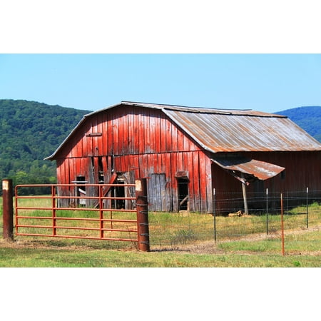 Canvas Print Faded Barn Fenced Arkansas Stretched Canvas 10 x 14