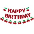 thumbnail image 1 of Guirnalda de papel PLAP Feliz Cumpleaños con cerezas, decoración roja para fiesta, 1 of 3