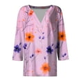 thumbnail image 5 of CYMMPU Flower Printed 3/4 Sleeve Spring Tops V Neck Fall Fashion Shirts Loose Fit Blouses for Women Dressy Casual Tunic Tops Business Elegant Work Topss XXXL, 5 of 5