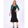 thumbnail image 3 of DARING DIVA Women's Sequin Beaded Open Front Evening Shrug L Dark Green, 3 of 6