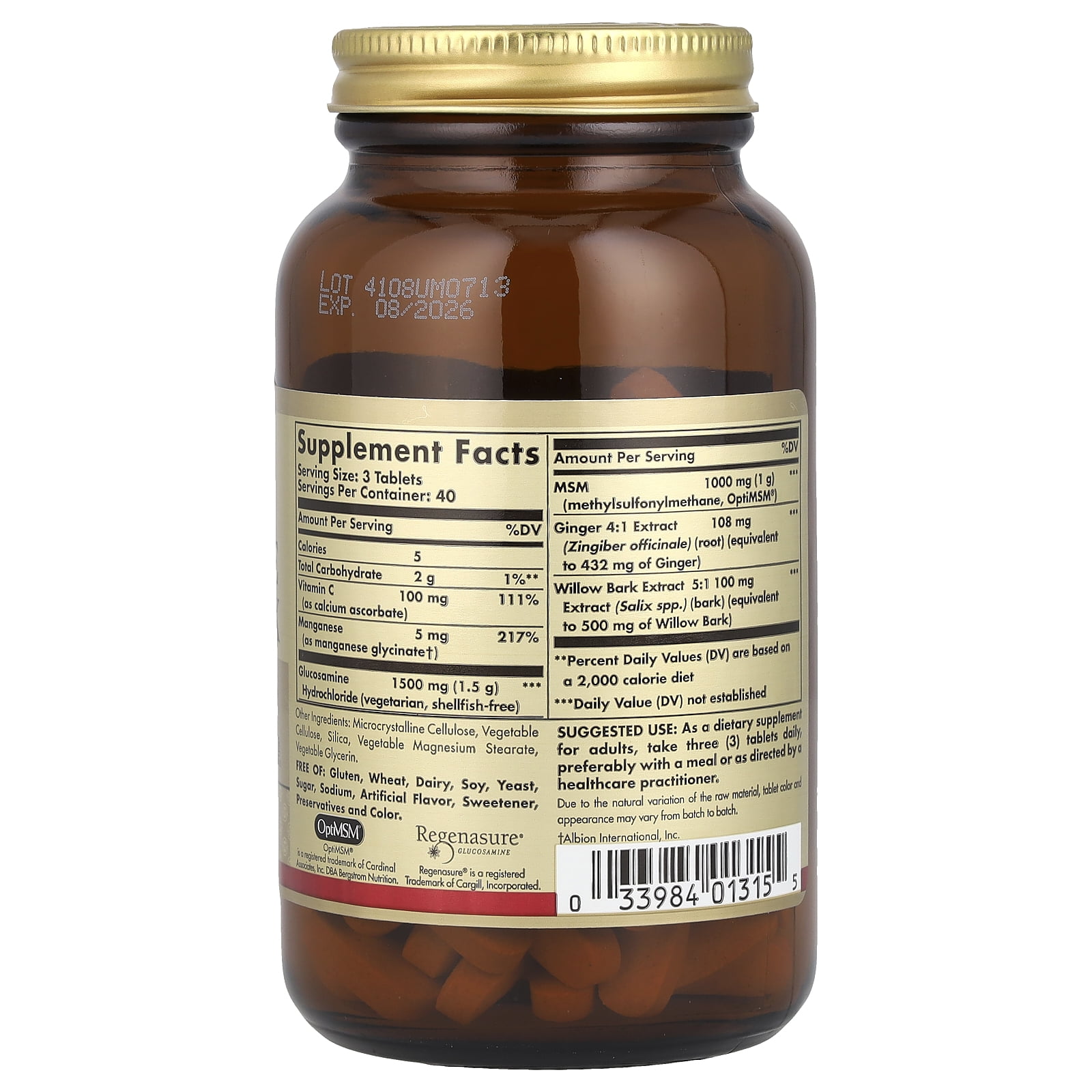 Solgar Glucosamine MSM Complex Shellfish Free 120 Tablets