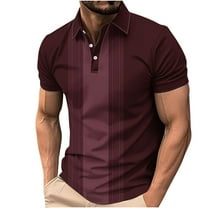 Felirenzacia Big and Tall Men's Moisture Wicking Polo, Short Sleeve Quick Dry Active Striped Golf Shirt, Wine,M