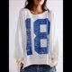 thumbnail image 4 of Camiseta con Gráfico de Números para Mujer, Sudadera de Larga con Cuello Redondo, Suéteres Extragrandes. M, 4 of 7