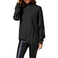 thumbnail image 4 of INSPIRE CHIC Women's High Neck Sweater Pullover Tops for Stylish Winter Wardrobe 2XL Black, 4 of 6