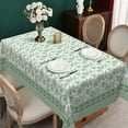 thumbnail image 3 of Pbobriich Green Linen Tablecloth 60x102 Inch Rectangular,Wild Flowers Table Cover for Party Picnic Dinner Decor, 3 of 5