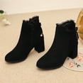 thumbnail image 5 of Winter Chelsea Boots Women Elegant Lace Pointed Toe Suede Block Heel Zip up Dress Ankle Boots with Sweet Bowtie Black Size 9, 5 of 8